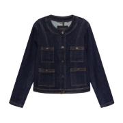 Denim ronde hals jas Elena Mirò , Blue , Dames