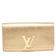 Pre-owned Leather clutches Louis Vuitton Vintage , Yellow , Dames