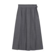 Wollen Geplooide Midi Rok met Uitlopende Lijn Max Mara Weekend , Gray ...