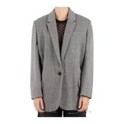 Zwart en Ivoor Wolmix Jas Isabel Marant Étoile , Gray , Dames