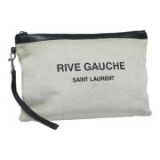 Pre-owned Canvas clutches Yves Saint Laurent Vintage , Gray , Dames