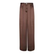 Bruine Satijnen Wijde Broek Ganni , Brown , Dames