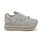 Witte platte schoenen met inzetontwerp Premiata , White , Dames