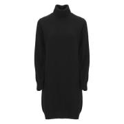 Kasjmier Wol Zwart Jurk Vrouwen Hoge Hals Kangra , Black , Dames