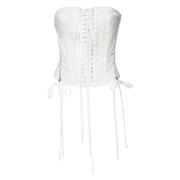 Witte Kant Sluiting Korset Top For Love & Lemons , White , Dames