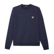 Blauwe Ronde Hals Sweater - Geplakt Logo Jott , Blue , Heren