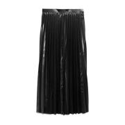 Zwarte Geplooide Rok met Glanzende Afwerking Junya Watanabe , Black , ...