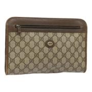 Pre-owned Leather clutches Gucci Vintage , Beige , Dames