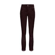 Bordeaux Corduroy High Rise Jeans Red Button , Red , Dames