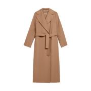 Luxe Wollen Jas met Brede Kraag Max Mara , Brown , Dames