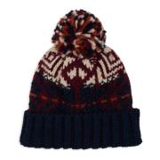 Unisex blauwe muts met omslag, pompon en decoratief kerstmotief Gallo ...