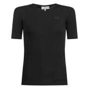 Zwart Katoenen Logo T-Shirt Ganni , Black , Dames