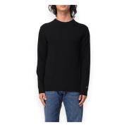 Lamswol Crewneck Trui Woolrich , Black , Heren