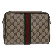 Pre-owned Leather clutches Gucci Vintage , Brown , Dames