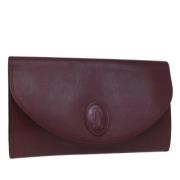 Pre-owned Leather clutches Cartier Vintage , Red , Dames