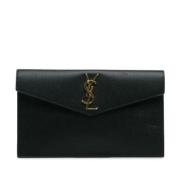 Pre-owned Leather clutches Yves Saint Laurent Vintage , Black , Dames