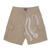 Cargo Shorts Beige Octopus , Beige , Heren