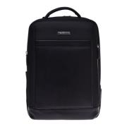 Backpack in black leather and nylon Baldinini , Black , Heren