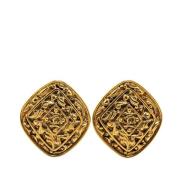 Pre-owned Metal earrings Chanel Vintage , Yellow , Dames