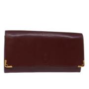 Pre-owned Leather clutches Cartier Vintage , Red , Dames