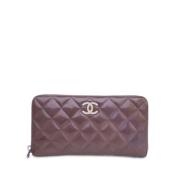 Pre-owned Leather wallets Chanel Vintage , Purple , Dames