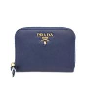 Pre-owned Leather wallets Prada Vintage , Blue , Dames