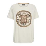 Geborduurd T-shirt met kralen en pailletten MOS Mosh , Beige , Dames