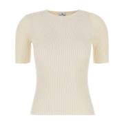 Ivoor Katoenmix T-Shirt Courrèges , Beige , Dames