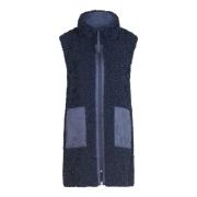 Imitatiebont vest met opgestikte zakken Betty & Co , Blue , Dames