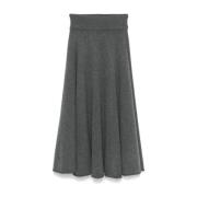 Grijze Cashmere Rok A-lijn Plooidetail Extreme Cashmere , Gray , Dames