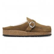 Shearling Mocassin Klomp met Grote Gesp Birkenstock , Brown , Dames