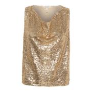 Gouden Paillet Gedrapeerde Top Part Two , Yellow , Dames