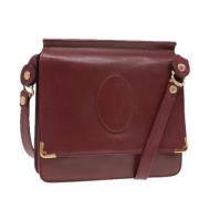 Pre-owned Leather shoulder-bags Cartier Vintage , Red , Dames