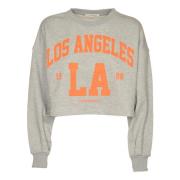 Crop Sweaters met Print en Label Hinnominate , Gray , Dames