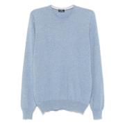 Luxe Cashmere Crew-Neck Gebreide kleding Barba , Blue , Heren