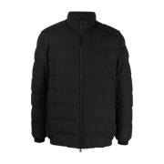 Zwarte Gewatteerde Jas met Logo Patch Woolrich , Black , Heren