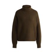 Oversized Wollen Trui met Rolhals Hugo Boss , Green , Dames