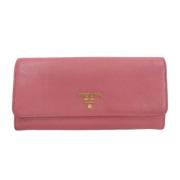 Pre-owned Leather wallets Prada Vintage , Pink , Dames