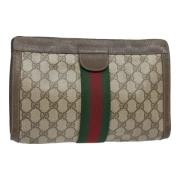 Pre-owned Leather clutches Gucci Vintage , Brown , Dames