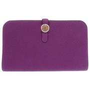 Pre-owned Leather wallets Hermès Vintage , Purple , Dames