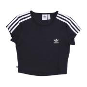 Zwarte Crop Tee met Logo Adidas , Black , Dames