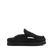 Genda Faux Shearling Gevoerde Muiltjes ASH , Black , Dames