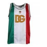 Italiaanse Vlag Mouwloos T-shirt Wit/Groen Dolce & Gabbana , Multicolo...