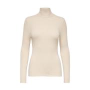 Rollneck Pullover Gebreid Only , Beige , Dames