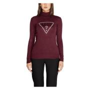 Triangle Logo Trui Lange Mouwen Guess , Red , Dames