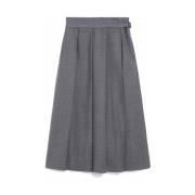 Grijze Wollen Geplooide Lange Rok Max Mara , Gray , Dames