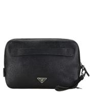 Pre-owned Leather clutches Prada Vintage , Black , Dames