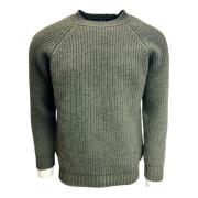 Raglan Lambswool Crew Neck Sweater William Lockie , Green , Heren