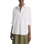 Poplin Half Open Blouse Vince , White , Dames