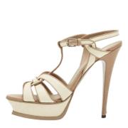 Pre-owned Leather sandals Yves Saint Laurent Vintage , Beige , Dames